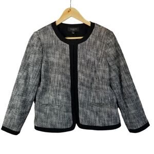 Talbots Petites Blazer 10P Tweed Jacket Black White Career